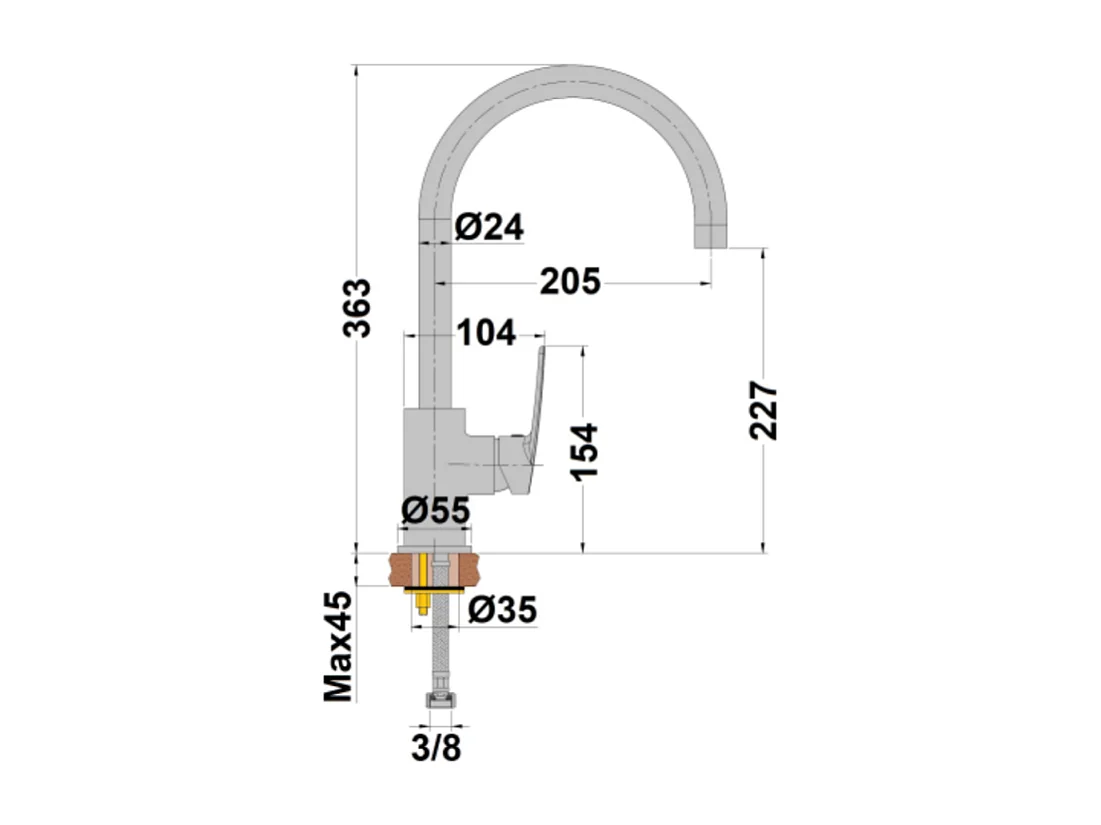 Mitigeur lavabo mobile PAINI Ruby Chrome