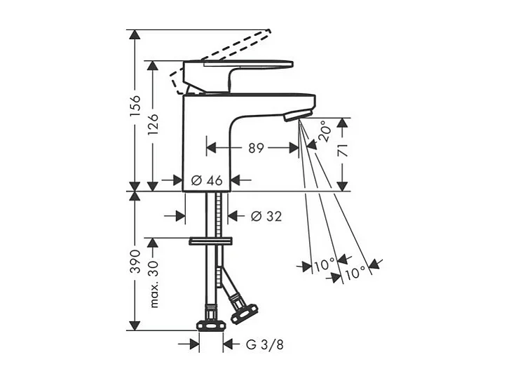 HANSGROHE Mezclador de lavabo Vernis Blend 70 Negro mate sin extraíble ni desagüe