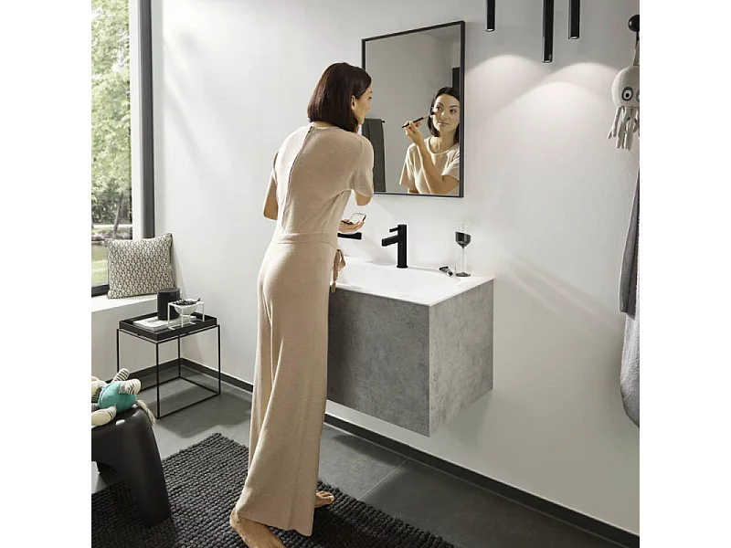 HANSGROHE Mezclador de lavabo 110 con extraíble y vaciador Finoris negro mate
