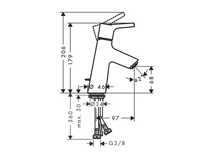 Mitigeur lavabo HANSGROHE Talis S 80 Chromé avec tirette et vidage