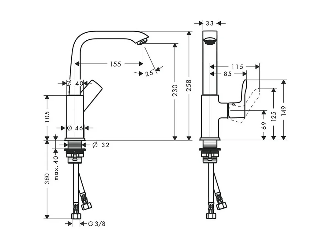 HANSGROHE Metris 230 mezclador de lavabo, sin vaciador extraíble ni automático, cromado
