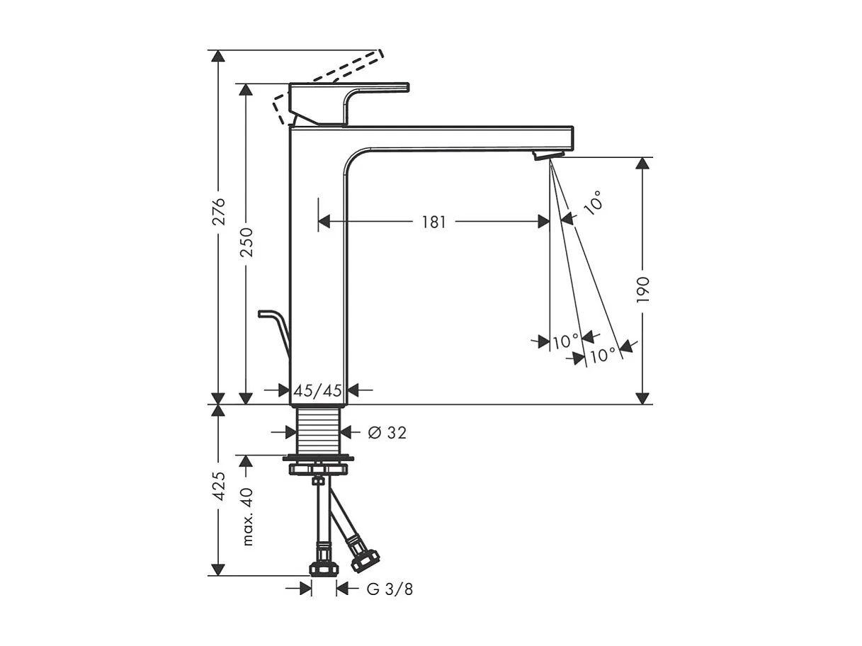 HANSGROHE Mitigeur de lavabo 190 avec tirette et vidage synthétique noir mat