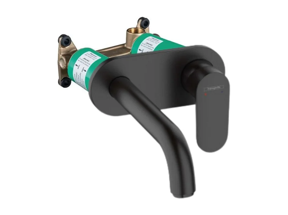 Mitigeur mural lavabo HANSGROHE, Vernis Blend, noir mat + Corps encastré