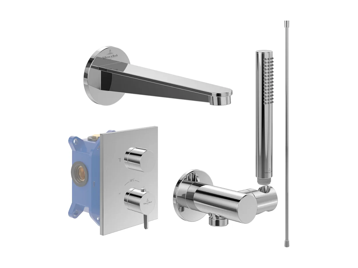 Ensemble robinet bain encastré thermostatique VILLEROY ET BOCH Conum chrome