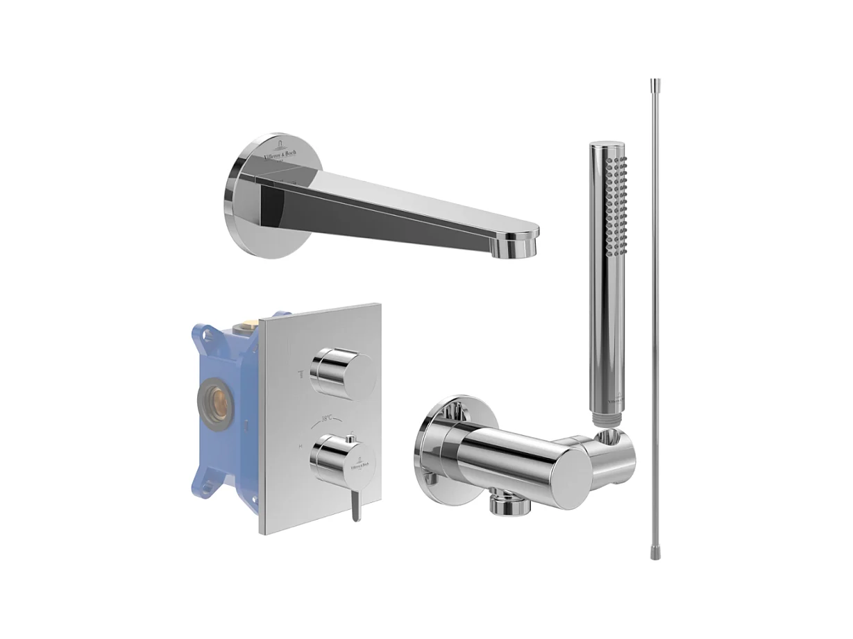 Ensemble robinet bain encastré thermostatique VILLEROY ET BOCH Conum chrome