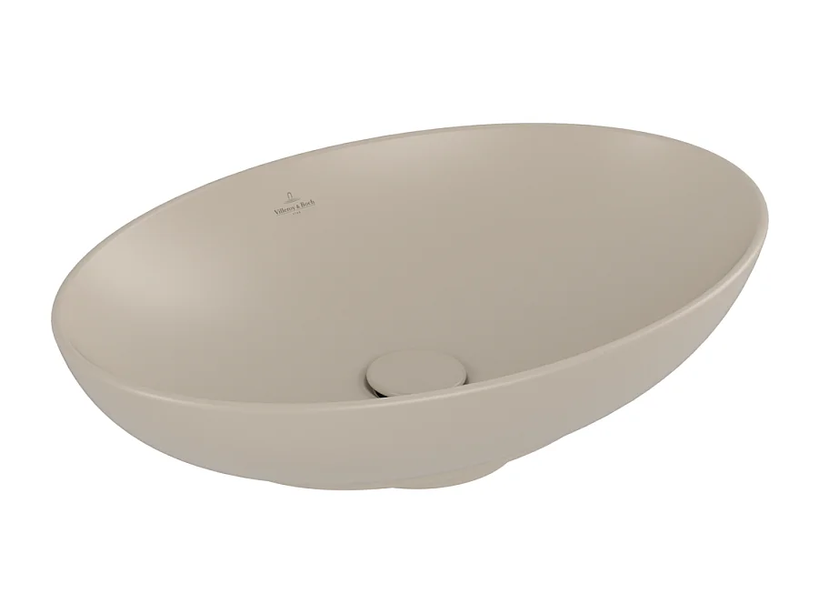 Vasque ovale à poser VILLEROY ET BOCH Loop and Friends non meulé 62 x 42 Almond CeramicPlus sans trop plein