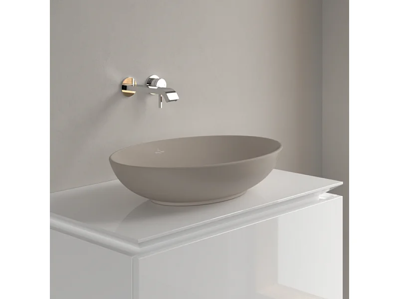 Vasque ovale à poser VILLEROY ET BOCH Loop and Friends non meulé 62 x 42 Almond CeramicPlus sans trop plein