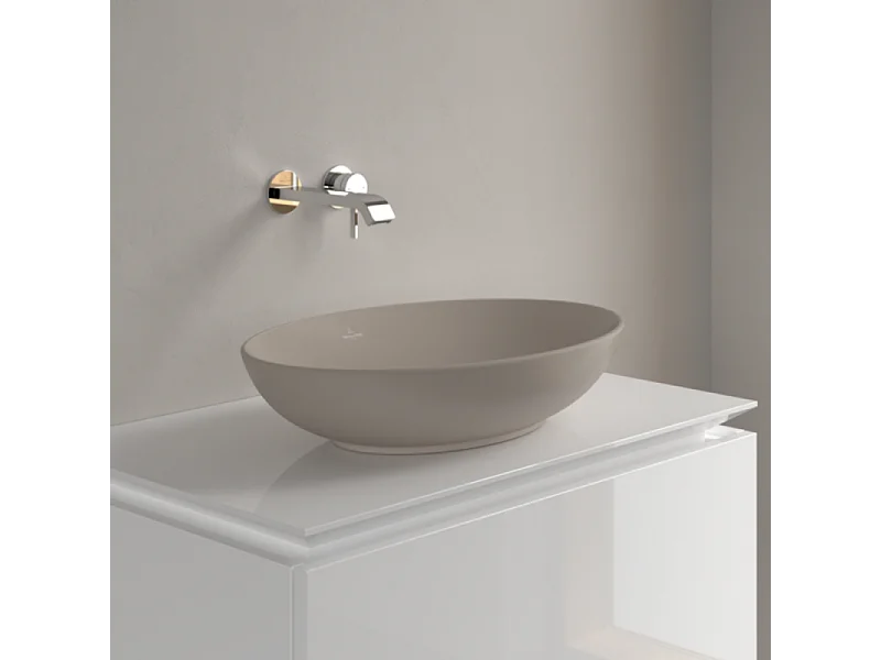 Vasque ovale à poser VILLEROY ET BOCH Loop and Friends non meulé 62 x 42 Almond CeramicPlus sans trop plein