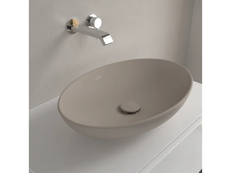 Vasque ovale à poser VILLEROY ET BOCH Loop and Friends non meulé 56 x 38 Almond CeramicPlus sans trop plein
