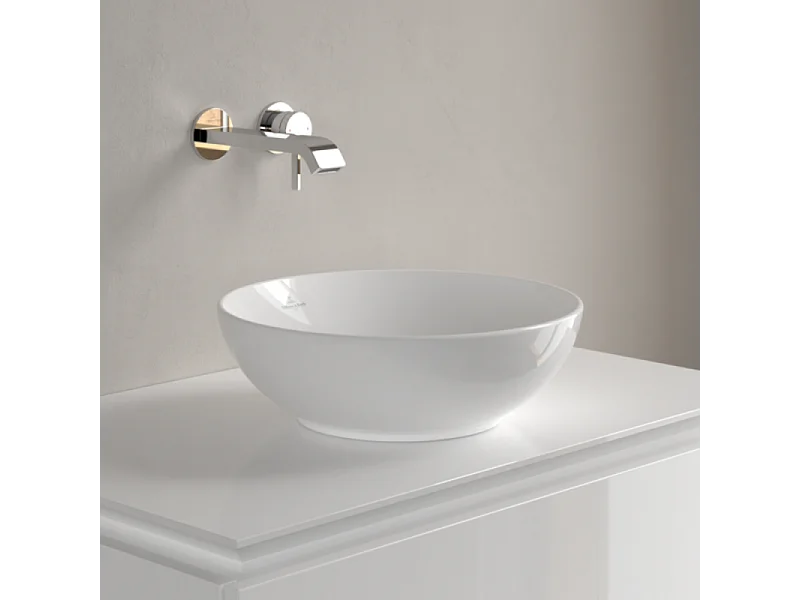 Vasque ronde à poser VILLEROY ET BOCH Loop and Friends non meulé Blanc CeramicPlus 42 x 42 sans trop plein