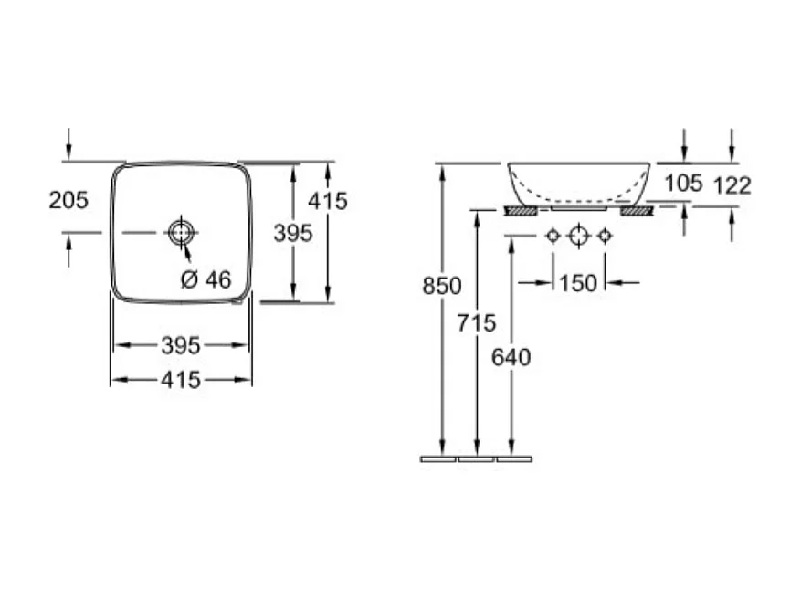 Vasque carrée à poser VILLEROY ET BOCH Artis Rouille