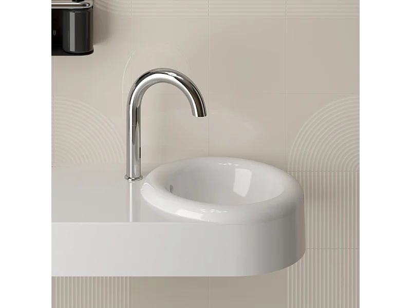 Double lavabo VITRA Liquid 120 cm avec trou et avec trop-plein