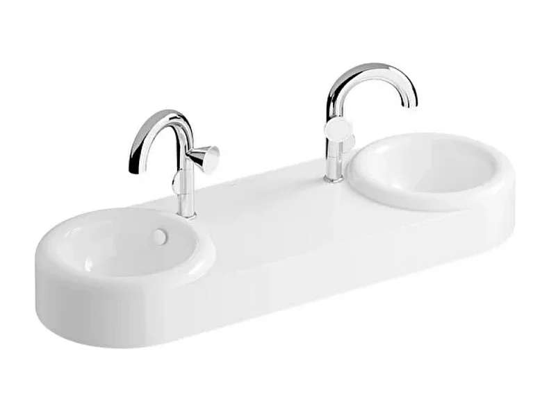 Double lavabo VITRA Liquid 120 cm avec trou et avec trop-plein