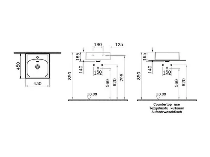 Lavabo mural VITRA Equal 40 cm avec trop plein blanc