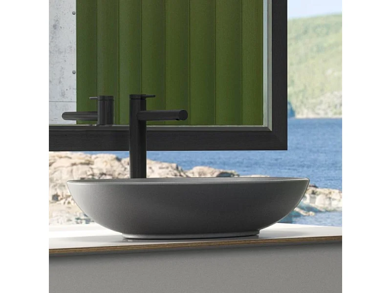 Vasque ovale à poser VILLEROY ET BOCH Loop and Friends non meulé 62 x 42 Graphite CeramicPlus sans trop plein