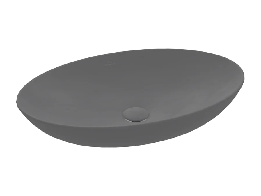 Vasque ovale à poser VILLEROY ET BOCH Loop and Friends non meulé 62 x 42 Graphite CeramicPlus sans trop plein