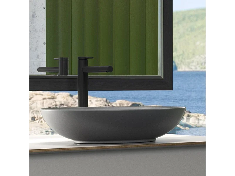 Vasque ovale à poser VILLEROY ET BOCH Loop and Friends non meulé 62 x 42 Graphite CeramicPlus sans trop plein