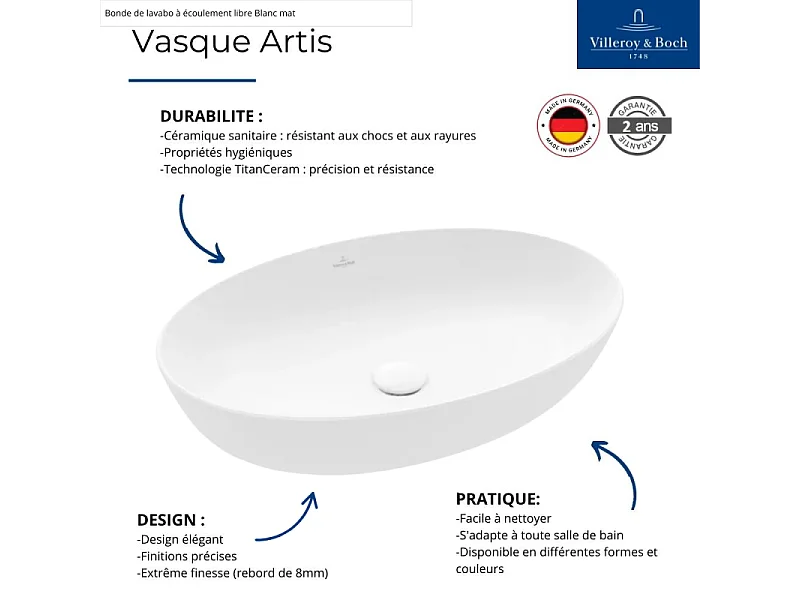 Vasque ovale à poser VILLEROY ET BOCH Artis French Linen