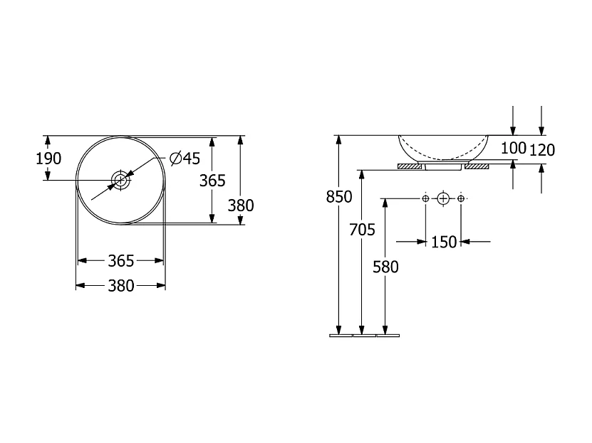 Vasque ronde à poser VILLEROY ET BOCH Loop and Friends non meulé Almond CeramicPlus 38 x 38