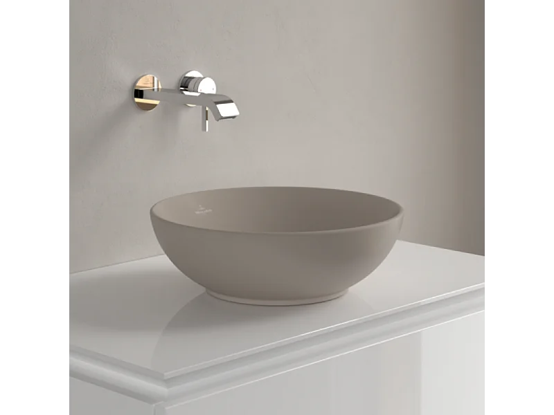 Vasque ronde à poser VILLEROY ET BOCH Loop and Friends non meulé Almond CeramicPlus 38 x 38