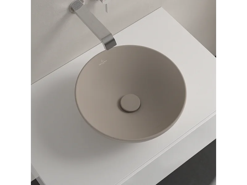 Vasque ronde à poser VILLEROY ET BOCH Loop and Friends non meulé Almond CeramicPlus 38 x 38