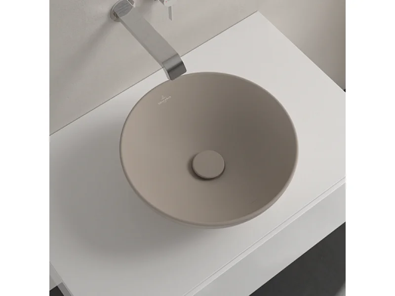 Vasque ronde à poser VILLEROY ET BOCH Loop and Friends non meulé Almond CeramicPlus 42 x 42
