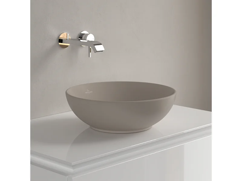 Vasque ronde à poser VILLEROY ET BOCH Loop and Friends non meulé Almond CeramicPlus 42 x 42
