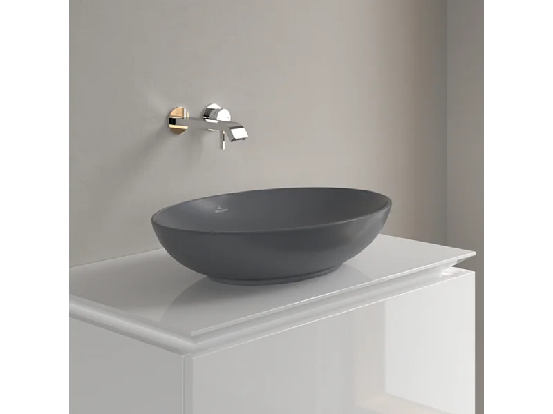 Vasque ovale à poser VILLEROY ET BOCH Loop and Friends non meulé 56 x 38 Graphite CeramicPlus sans trop plein