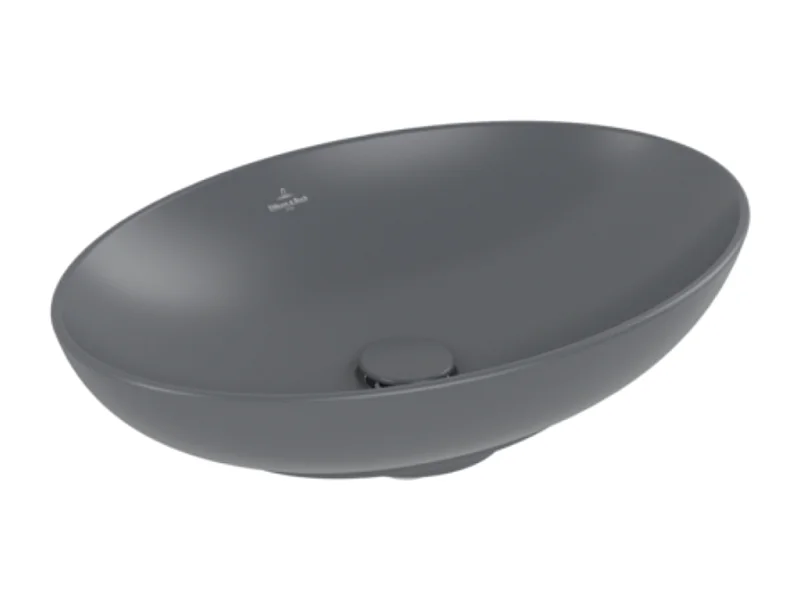 Vasque ovale à poser VILLEROY ET BOCH Loop and Friends non meulé 56 x 38 Graphite CeramicPlus sans trop plein