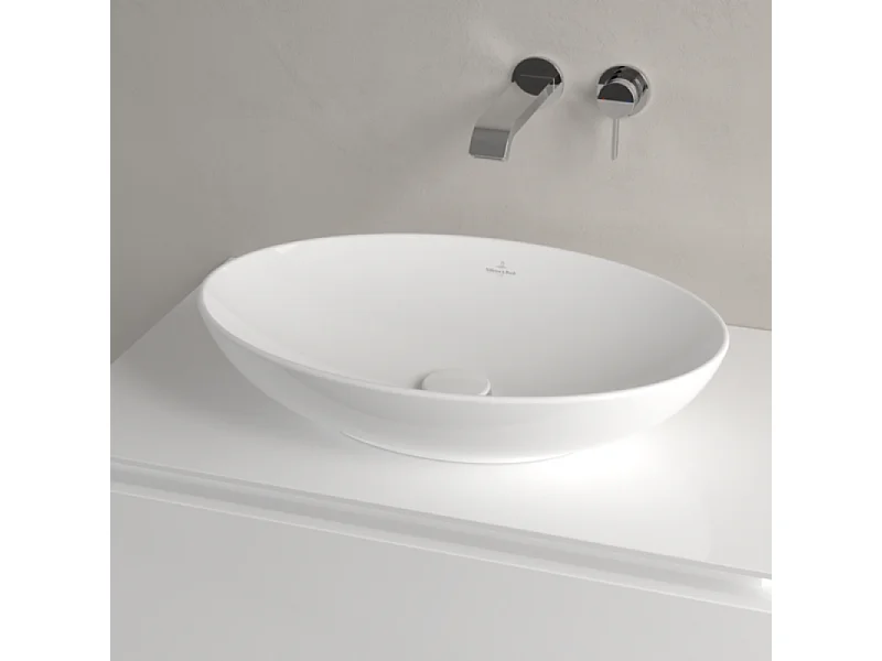 Vasque ovale à poser VILLEROY ET BOCH Loop and Friends non meulé 56 x 38 Blanc CeramicPlus sans trop plein
