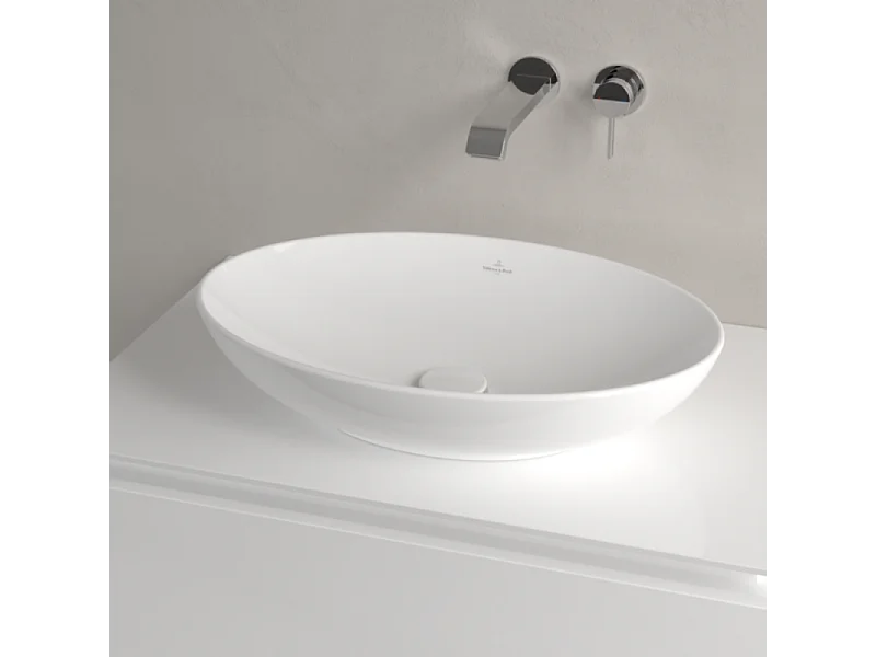 Vasque ovale à poser VILLEROY ET BOCH Loop and Friends non meulé 56 x 38 Blanc CeramicPlus sans trop plein