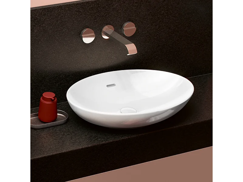 Vasque 62 x 42 ovale à poser VILLEROY ET BOCH Loop & Friends non meulé stone white sans trop plein