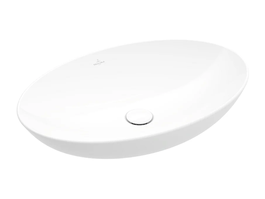 Vasque 56 x 38 ovale à poser VILLEROY ET BOCH Loop & Friends non meulé Stone white sans trop plein