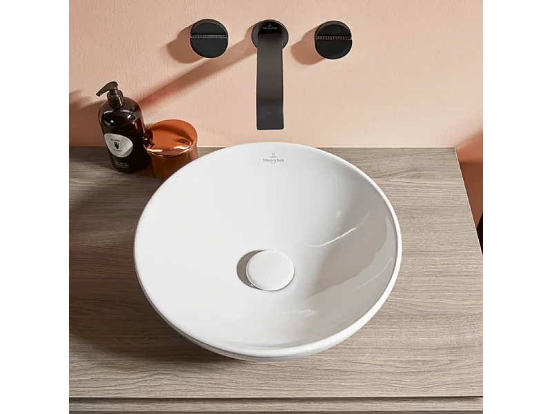 Vasque 38 x 38 ronde à poser VILLEROY ET BOCH Loop & Friends non meulé blanche sans trop plein