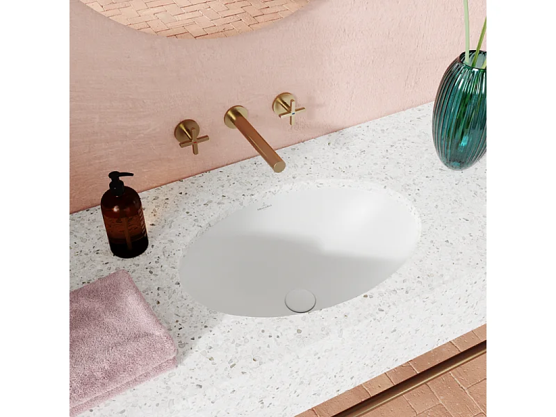 Vasque 57 x 41 ovale à poser VILLEROY ET BOCH Loop & Friends TitanCeram stone white sans trop plein