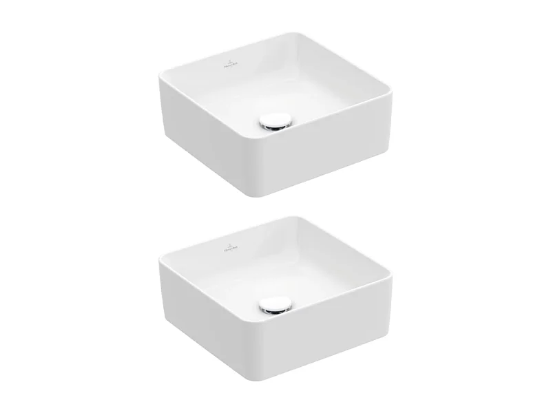 Lot de deux vasques à poser carrées VILLEROY ET BOCH Collaro Blanc CeramicPlus