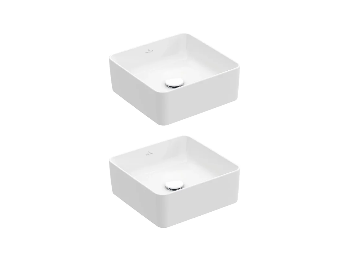 Lot de deux vasques à poser carrées VILLEROY ET BOCH Collaro Blanc CeramicPlus