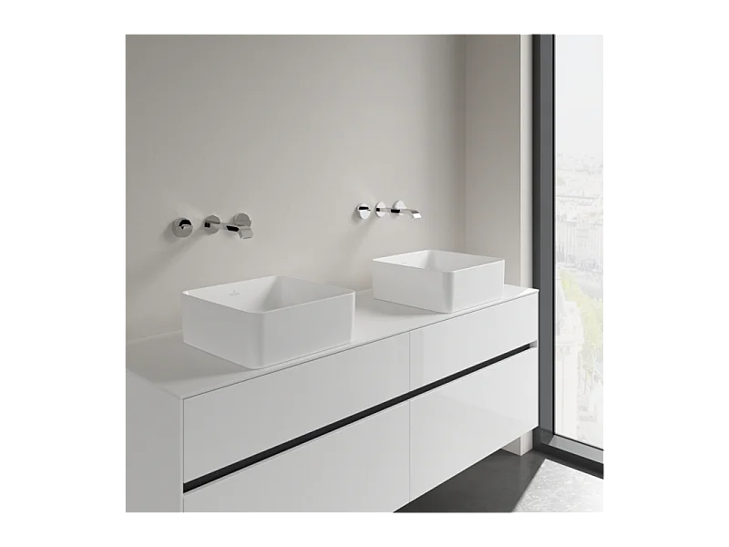 Lot de deux vasques à poser carrées VILLEROY ET BOCH Collaro Blanc CeramicPlus