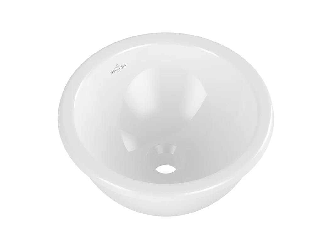 Vasque 39 x 39 ronde à encastrer par-dessous VILLEROY ET BOCH Loop & Friends TitanCeram stone white avec trop plein