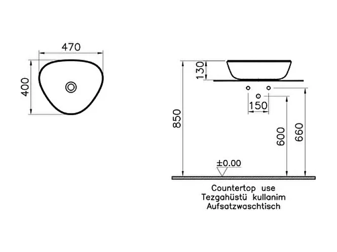 Vasque à poser asymétrique VITRA Plurals blanc mat
