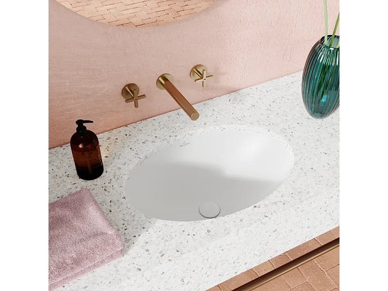 Vasque 66 x 47 ovale à poser VILLEROY ET BOCH Loop & Friends TitanCeram stone white avec trop plein