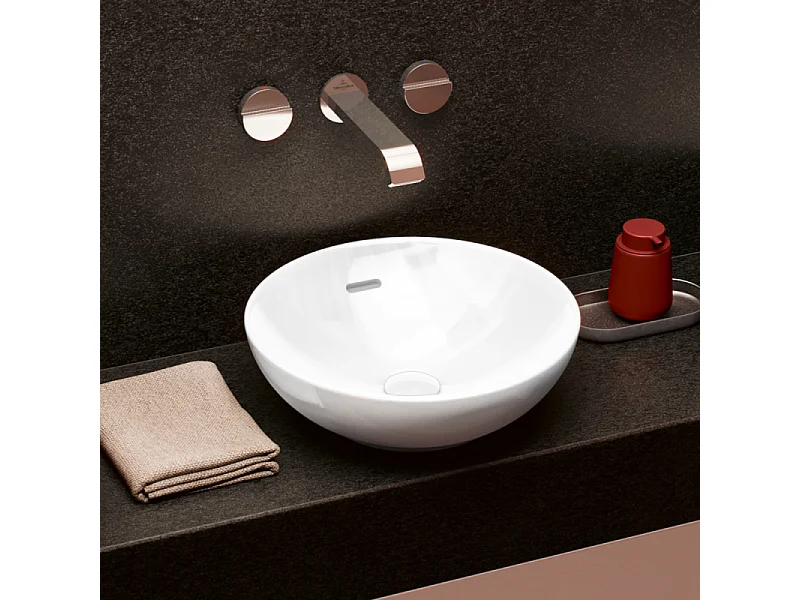 Vasque 42 x 42 ronde à poser VILLEROY ET BOCH Loop & Friends non meulé blanche sans trop plein