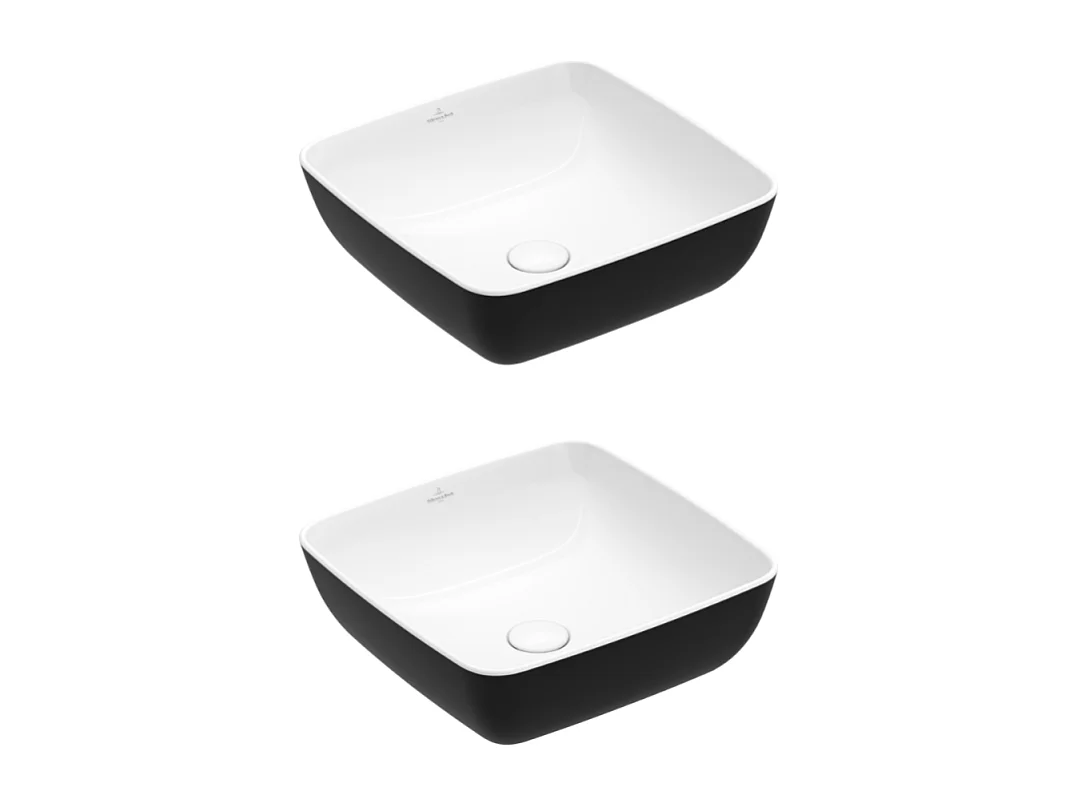 Lot de deux vasques carrées à poser VILLEROY ET BOCH Artis Coal Black