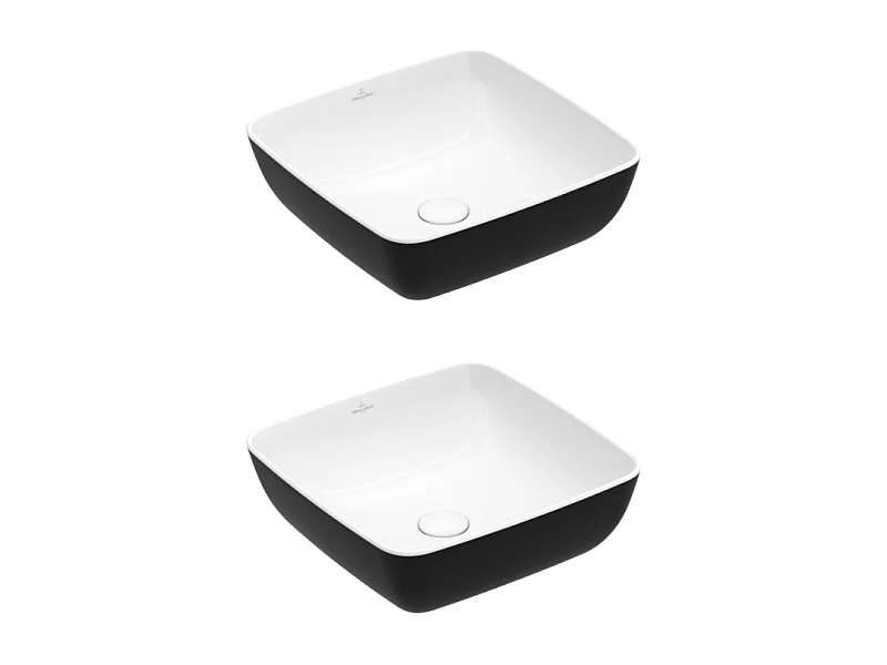 Lot de deux vasques carrées à poser VILLEROY ET BOCH Artis Coal Black