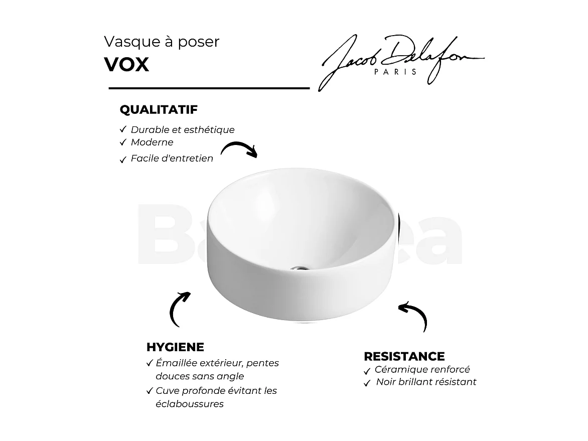 Vasque à poser JACOB DELAFON Vox blanc brillant
