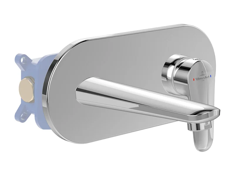 Mitigeur lavabo mural VILLEROY ET BOCH O.novo Start avec vidage Push Open chrome + corps encastré