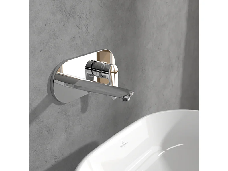 Mitigeur lavabo mural VILLEROY ET BOCH O.novo Start avec vidage Push Open chrome + corps encastré