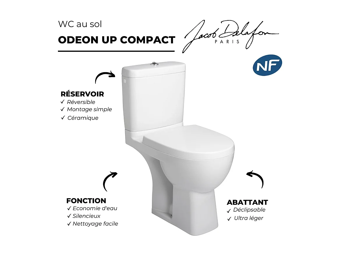 WC à poser compact JACOB DELAFON Odeon up + abattant