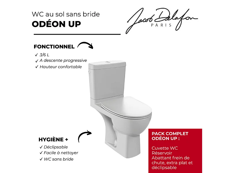 WC au sol sans bride JACOB DELAFON Odéon Up + abattant extra-plat