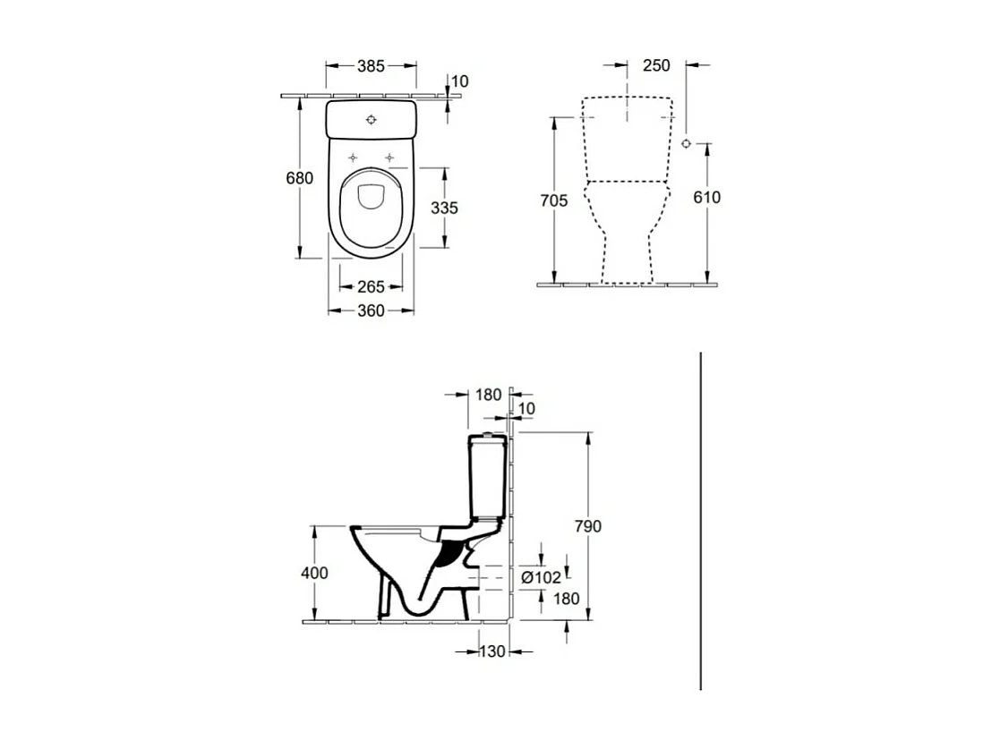 Pack WC VILLEROY ET BOCH O. Novo plus Ovale sortie horizontale Blanc CeramicPlus